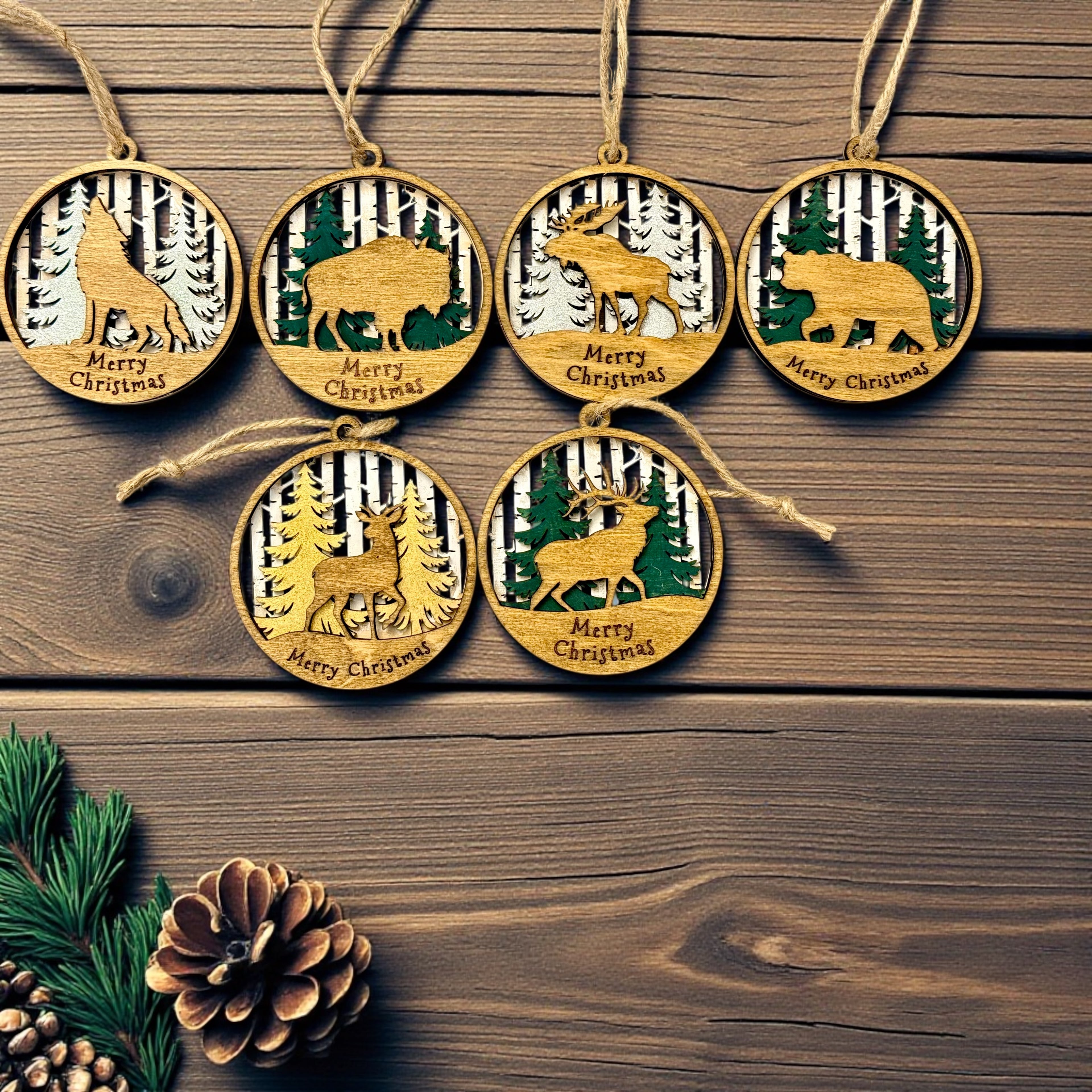 3D Wooden Ornament - Woodland Animals