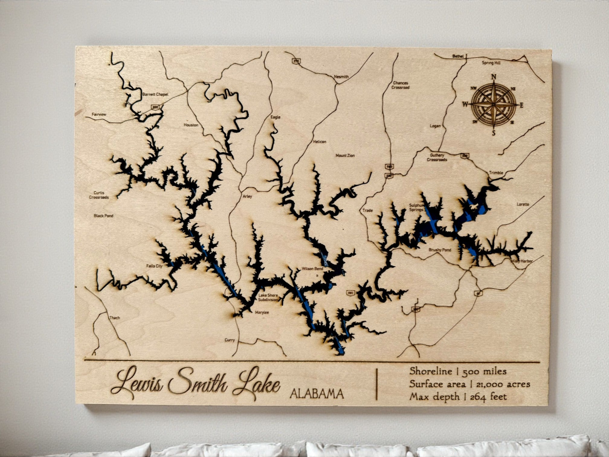 Custom Lake Wall Map