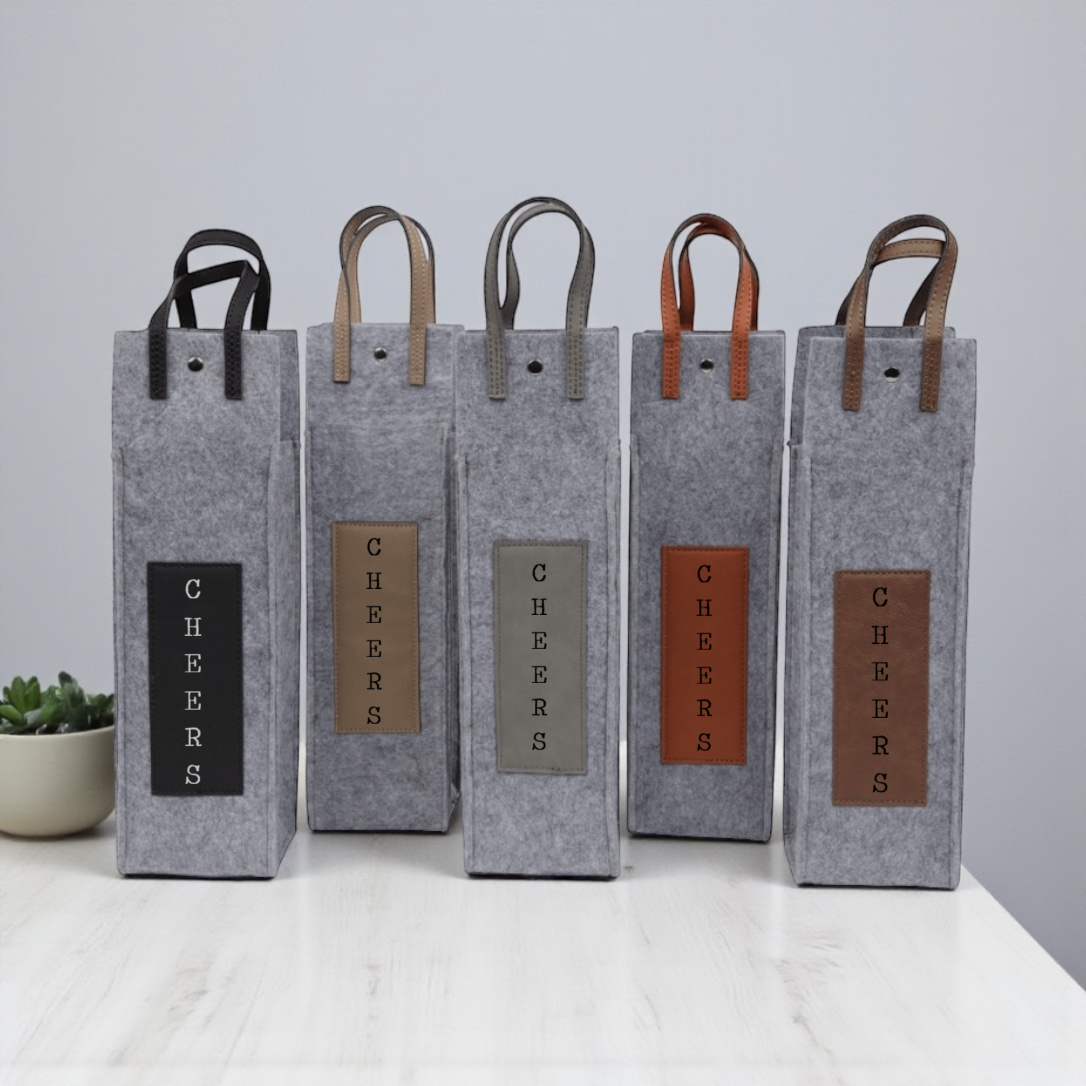 Flannel and Leatherette Wine Tote