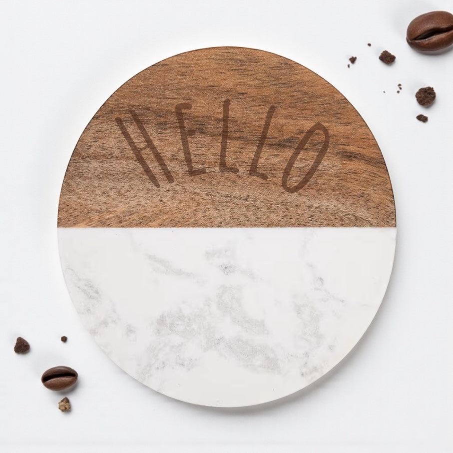 Marble and Wood Coasters (set of 4)